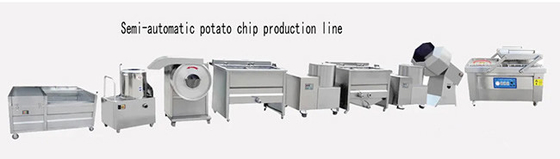 반 자동 100kg/H 감자 칩 처리 라인 55kw